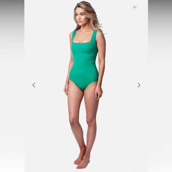 Women's UNE PIECE NWT Classic Square Neck One Piece Swim Suit-Green-Sz 20 - Picture 10 of 12